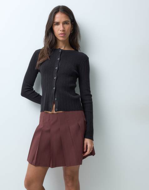 ASOS DESIGN Tailored pleated mini skirt in deep brown