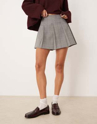 Asos Design Tailored Pleated Mini Skirt In Gray