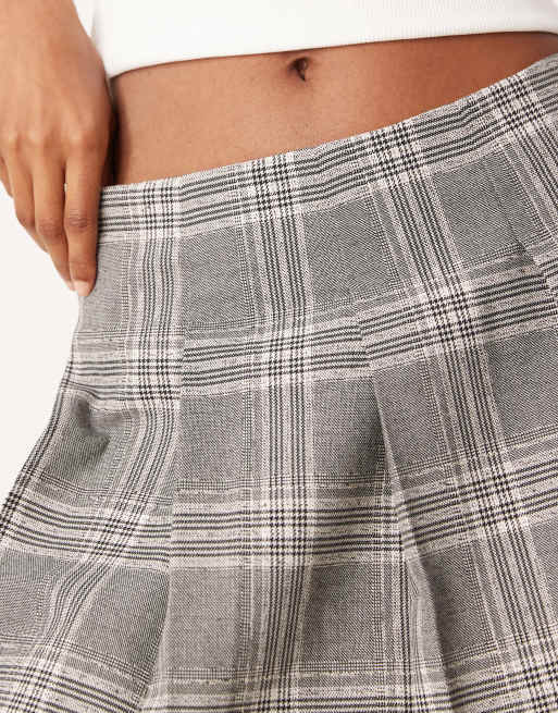 ASOS DESIGN tailored pleated mini skirt in gray plaid ASOS