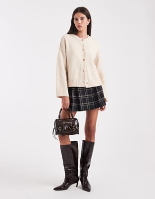 Asos Design Tailored Pleated Mini Skirt In Neutral