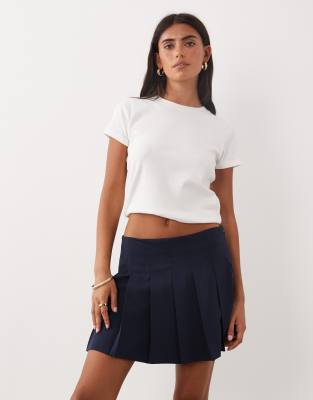 Asos Design Tailored Pleated Mini Skirt In Navy