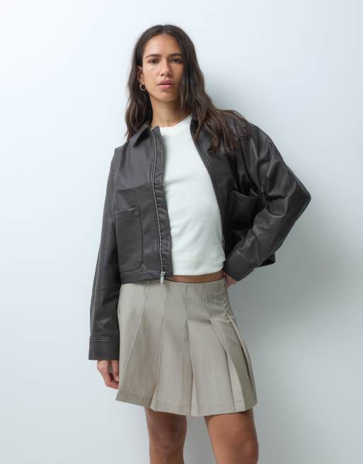 ASOS DESIGN Tailored pleated mini skirt in sand marl, 2 of 5