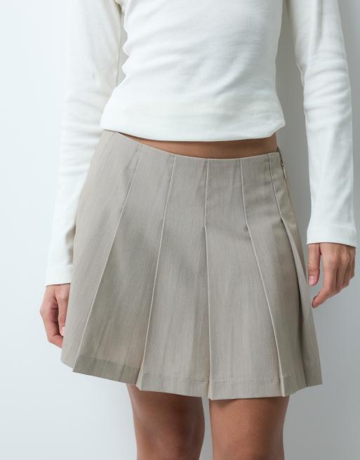 ASOS DESIGN Tailored pleated mini skirt in sand marl, 4 of 5