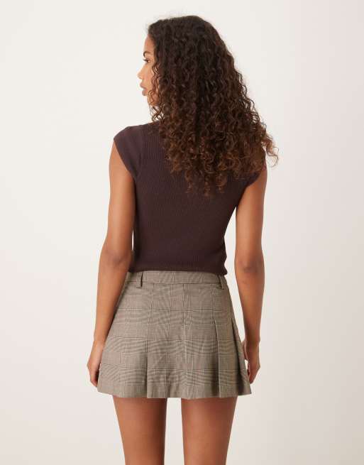 ASOS DESIGN tailored pleated mini skort in plaid - part of a set