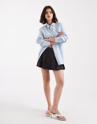 Asos Design Tailored Pleated Mini Skort In Blue