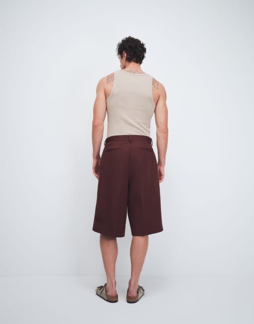 maroon dress shorts Sporty Low-Rise Drawstring Short 2.5cm This style sits top of thigh SKU ASOS Design - Tailored Pleated