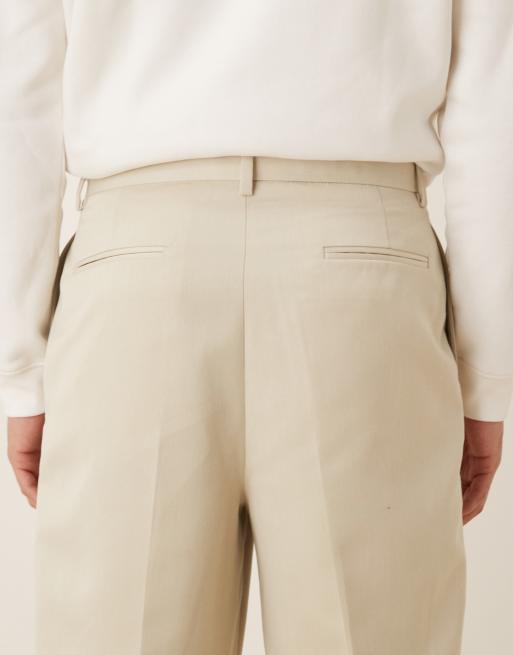 ASOS DESIGN tailored pleated relaxed tapered pants in ecru, 5 of 5