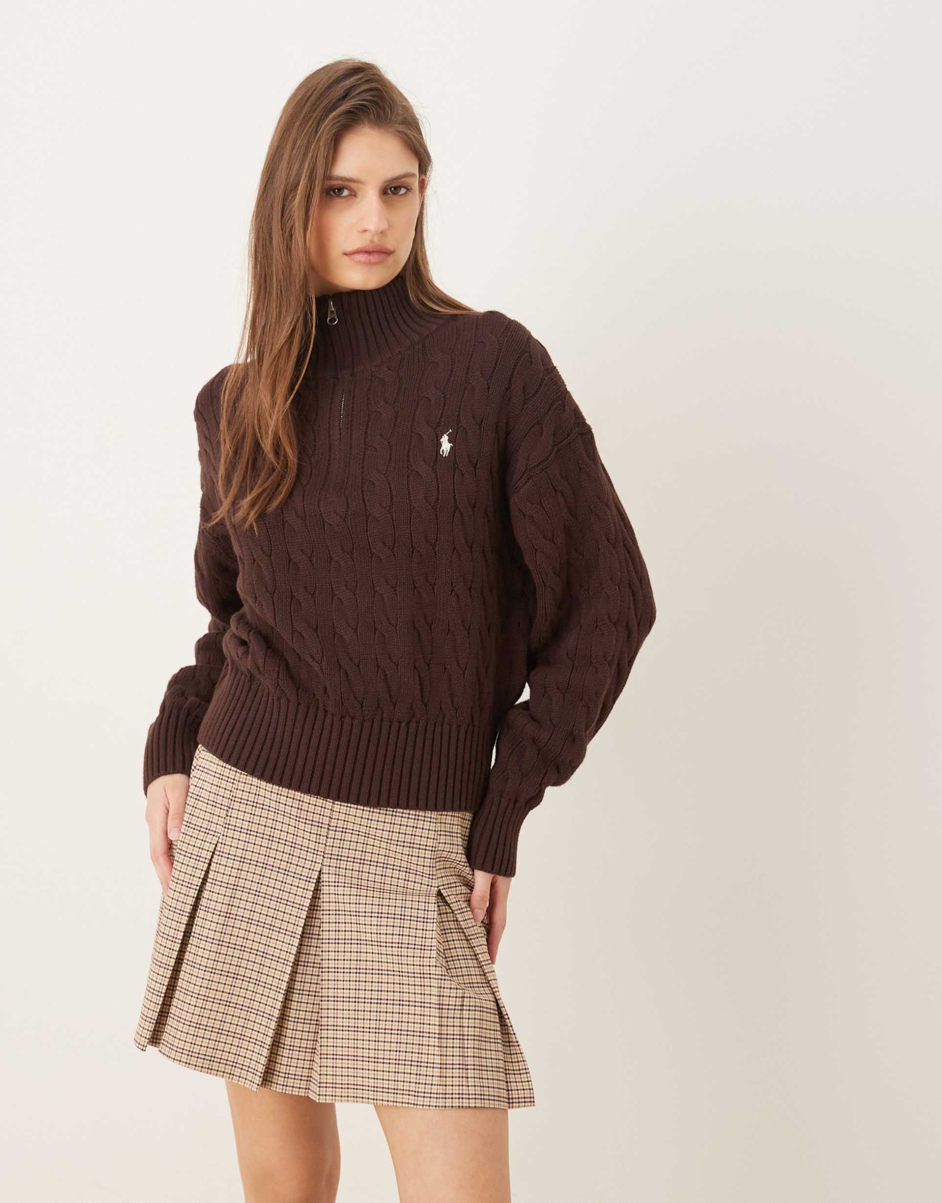 asos design tailored pleated skirt in beige plaid