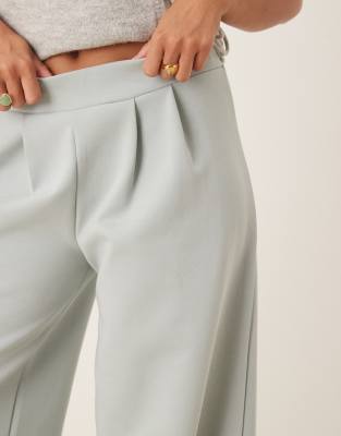Asos Design Tailored Pleated Wide Leg Interlock Pants In Gray