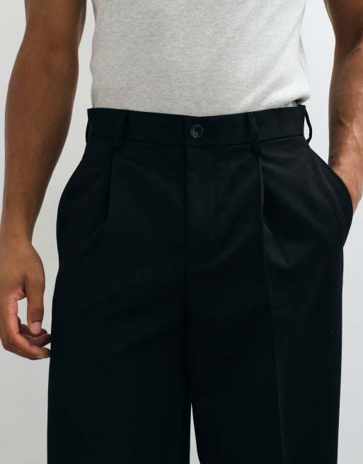 ASOS DESIGN tailored pleated wide leg pants in black, 3 of 5