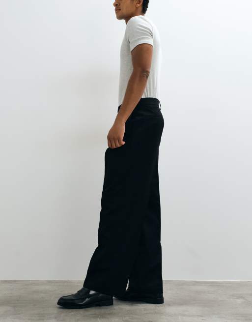 ASOS DESIGN tailored pleated wide leg pants in black, 5 of 5