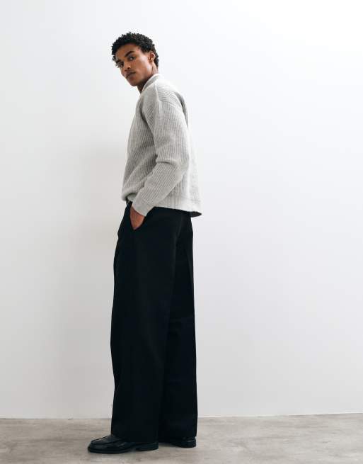 ASOS DESIGN tailored pleated wide leg pants in charcoal, 3 of 5