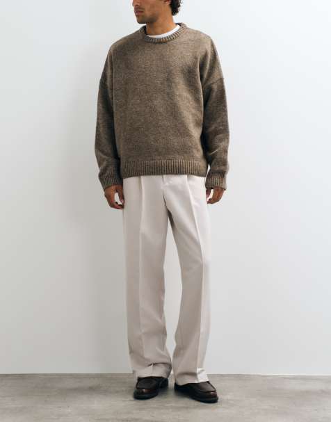 ASOS DESIGN tailored pleated wide leg pants in ecru - view 1
