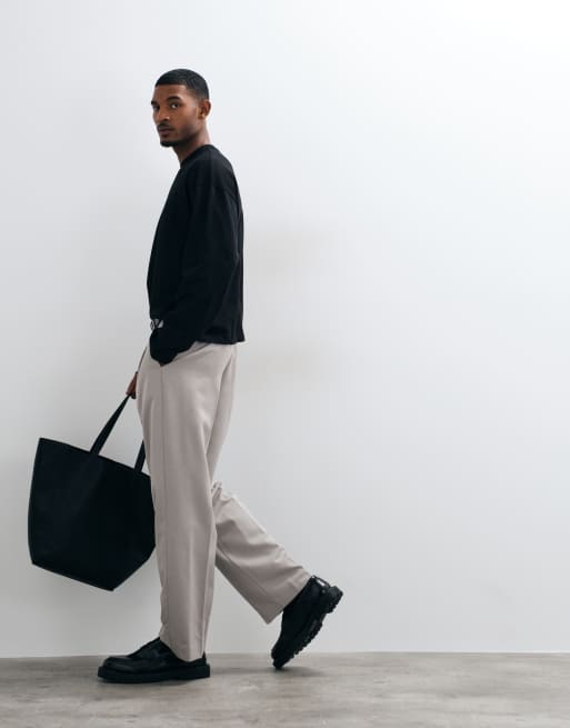 ASOS DESIGN tailored pleated wide leg pants in light grey, 2 of 5