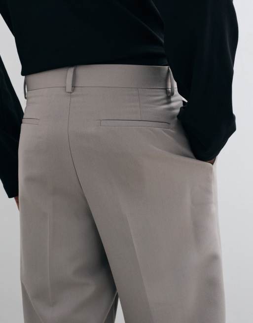 ASOS DESIGN tailored pleated wide leg pants in light grey, 4 of 5