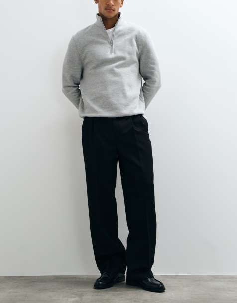 ASOS DESIGN tailored pleated wide leg trousers in black - view 1