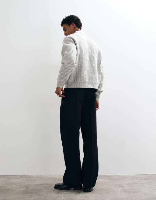 ASOS DESIGN tailored pleated wide leg trousers in charcoal, 5 of 5
