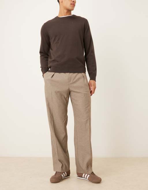 ASOS DESIGN tailored pleated wide leg trousers in pebble texture, 2 of 5