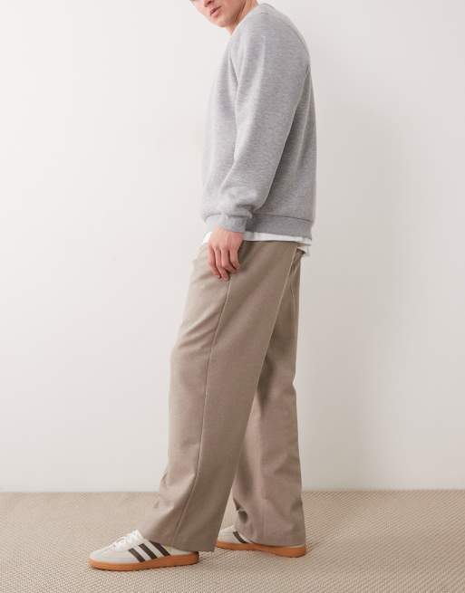 ASOS DESIGN tailored pleated wide leg trousers in taupe twill, 3 of 5