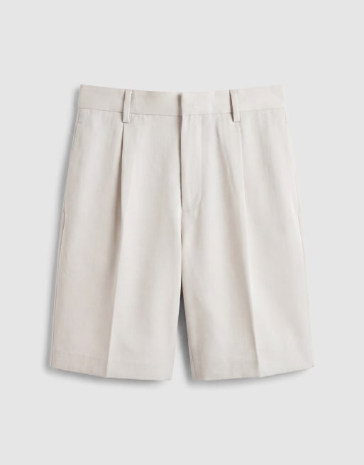 ASOS DESIGN tailored pleated wide shorts in ecru, 6 of 7