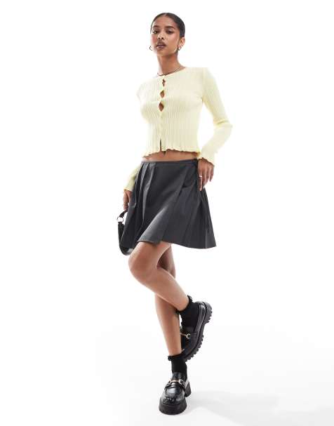 ASOS DESIGN tailored pleated wrap mini skirt in grey - view 1