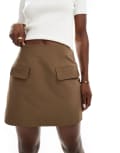 [ASOS DESIGN] ASOS DESIGN tailored pocket detail mini skirt in mocha-Brown 16 Mocha