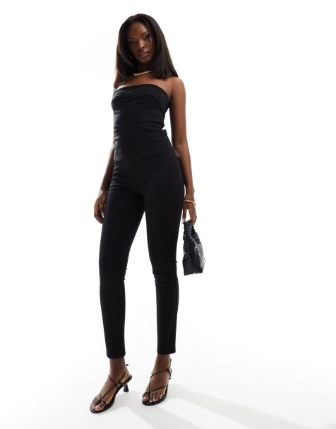 ASOS DESIGN tailored ponte skinny pants in black - view 1