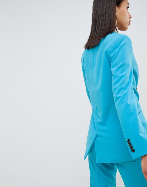 ASOS DESIGN tailored pop blue longline double breasted blazer, 2 of 4