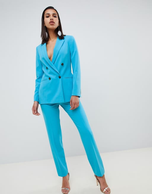 ASOS DESIGN tailored pop blue longline double breasted blazer, 4 of 4