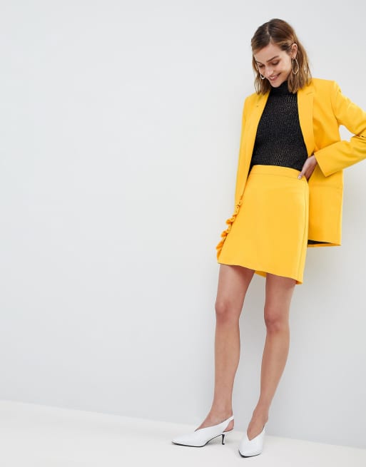 Mustard yellow skirt suit sale