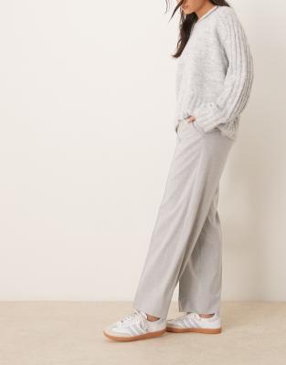 tailored pull on ankle grazer barrel pants in gray