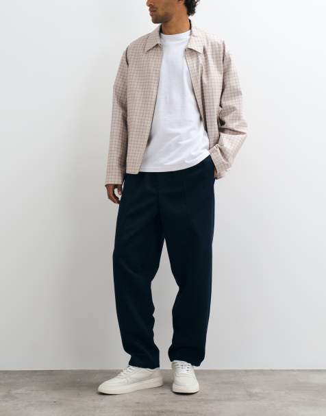 ASOS DESIGN tailored pull on oversized tapered pants in navy - view 1