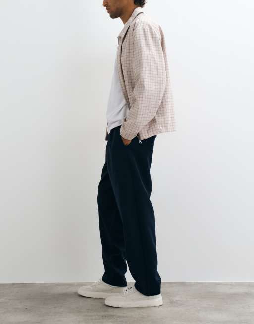 ASOS DESIGN tailored pull on oversized tapered pants in navy, 2 of 5