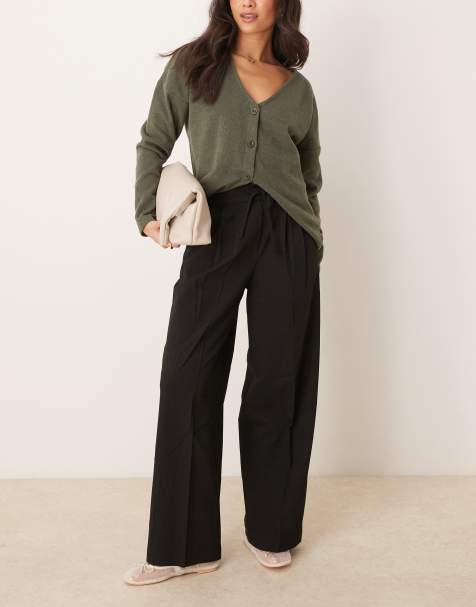 ASOS DESIGN tailored pull on trousers in black