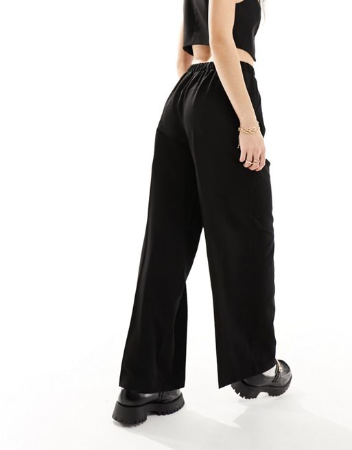 ASOS DESIGN tailored pull on pants in black