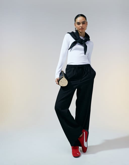 ASOS DESIGN tailored pull-on pants in black