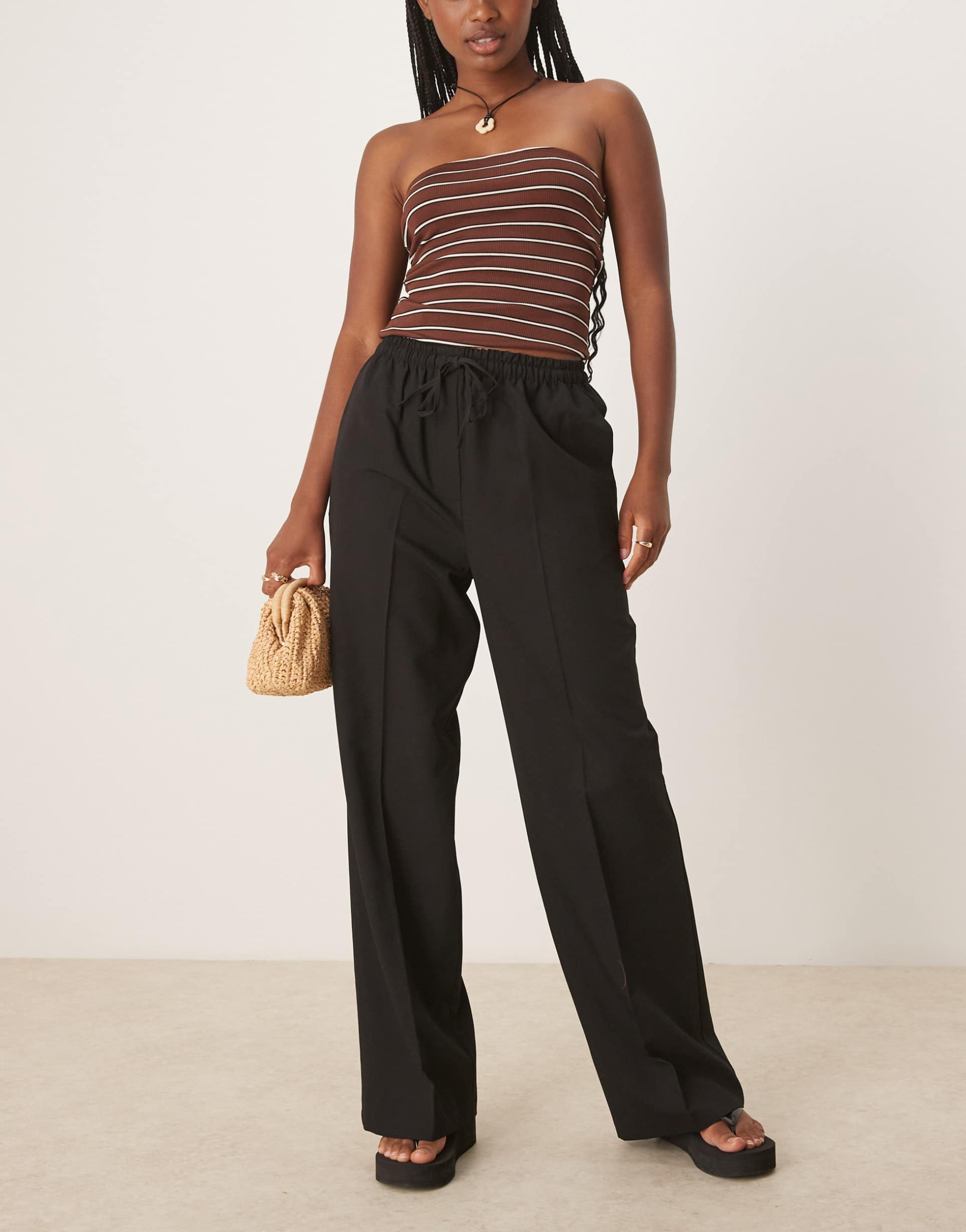 asos design tailored pull-on pants in black