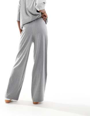 ASOS DESIGN tailored pull on pants in gray pinstripe | ASOS