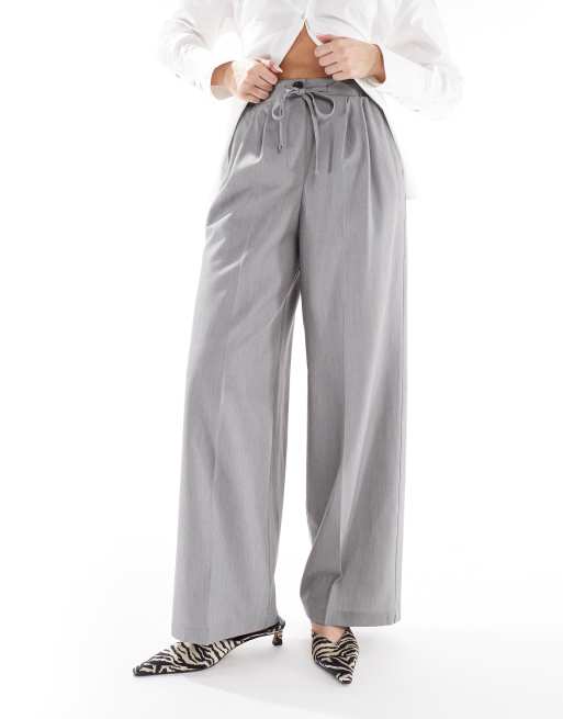 ASOS DESIGN tailored pull on pants in gray