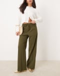[ASOS DESIGN] ASOS DESIGN tailored pull on pants in olive stripe-Multi 6 Olive stripe