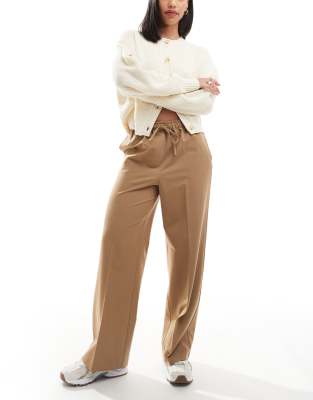 tailored pull on pants in sand-Neutral