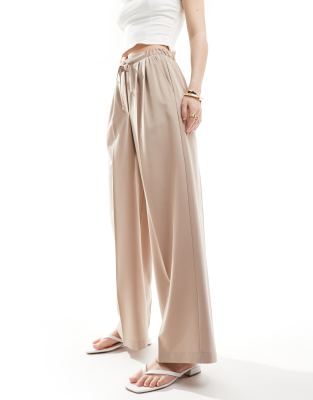 Asos Design Tailored Pull On Pants In Taupe-neutral