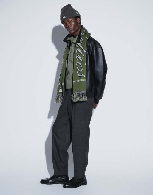ASOS DESIGN tailored pull on relaxed tapered trousers in charcoal microtexture, 2 of 5