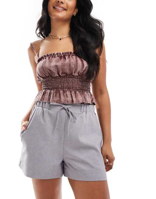 ASOS DESIGN tailored pull on shorts in grey
