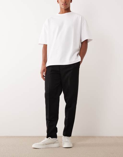 ASOS DESIGN tailored pull on tapered pants in black, 2 of 5