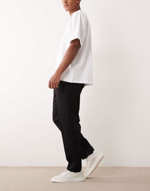 ASOS DESIGN tailored pull on tapered pants in black, 3 of 5