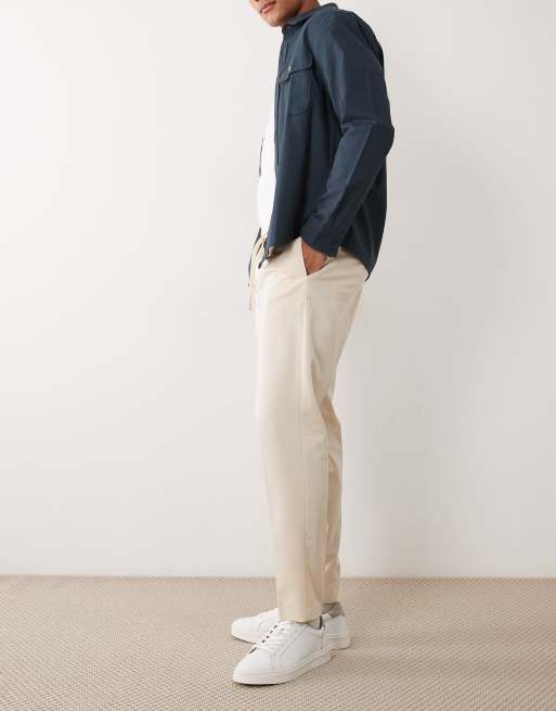 ASOS DESIGN tailored pull on tapered trousers in ecru, 3 of 5
