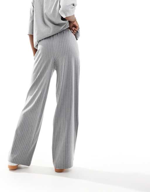 ASOS DESIGN tailored pull on trouser in grey pinstripe