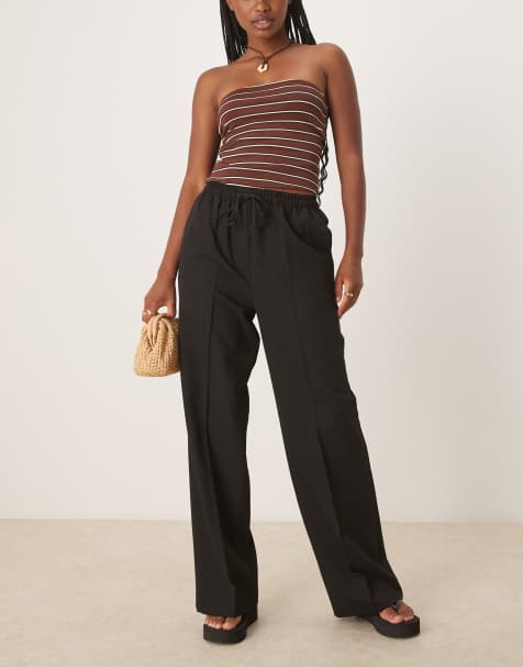 ASOS DESIGN tailored pull on trousers in black