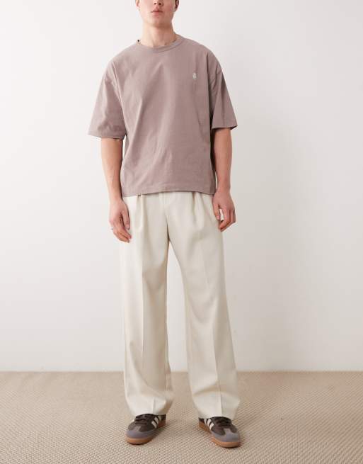 ASOS DESIGN tailored pull on wide leg trousers in ecru, 2 of 5